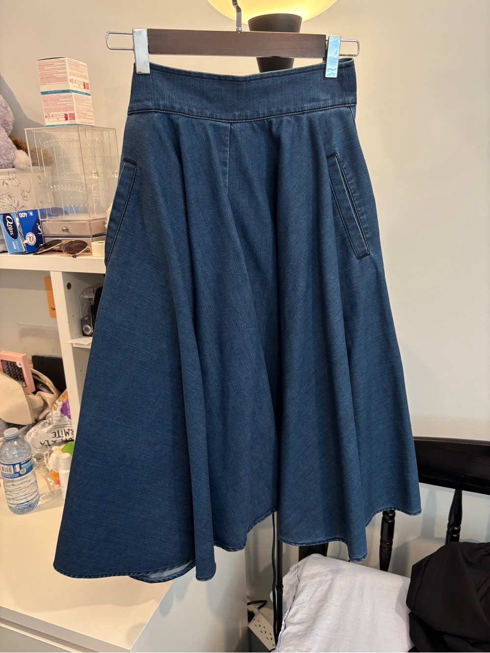 Classic A-Line Midi Skirt in Dark Blue